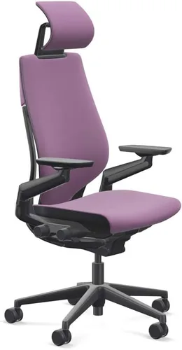 Vista 18 de Steelcase - Silla de escritorio Gesture con reposacabezas, soporte lumbar y estructura negra
