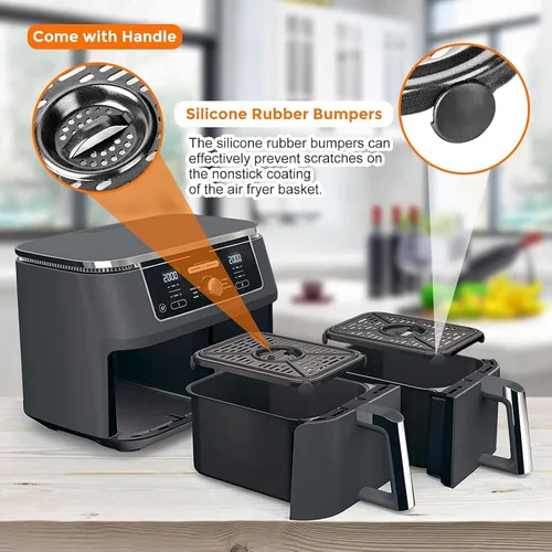 Vista 3 de Piezas de repuesto para freidora de aire para Ninja Foodi DualZone, 2 piezas de accesorios para freidora de aire de grado alimenticio, bandeja