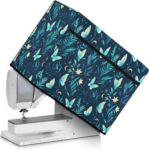 Vista 40 de Funda para máquina de coser de girasoles de otoño con prácticos bolsillos, cubierta protectora duradera acolchada contra el polvo, accesorios
