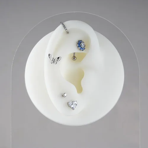 Vista 3 de FINE4U Rook Piercing Jewelry 0.56 oz 0.315 in 0.236 in ASTM F136 Titanium Rook pendientes, barra curvada cuerpo joyería
