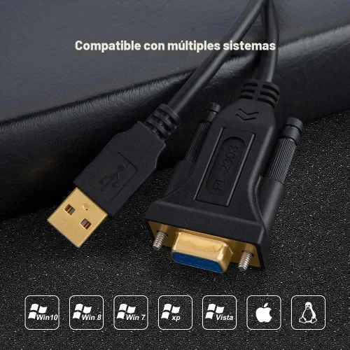 Vista 7 de CableCreation Cable adaptador serie USB a RS232 DB9, chipset PL2303