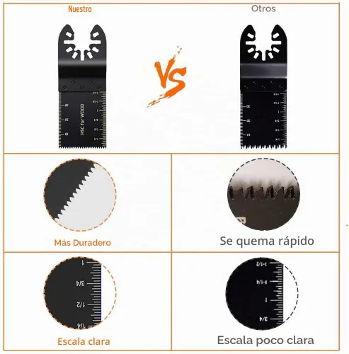 Vista 2 de 40 hojas de sierra oscilantes universales de madera multiherramienta de liberación rápida para cable Porter Black & Decker Rockwell Ridgid Ryobi