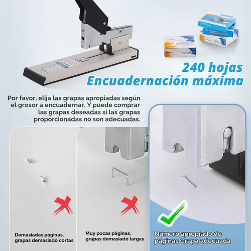 Vista 3 de Engrapadora resistente - Engrapadora de oficina de 240 hojas sin esfuerzo