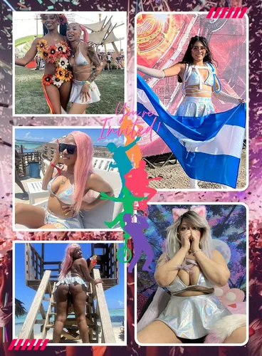 Vista 5 de Trajes de rave para mujer EDC Sexy Festival de Música Metálica Holográfica Bikini Top Bottom Beach Skirt 3 piezas