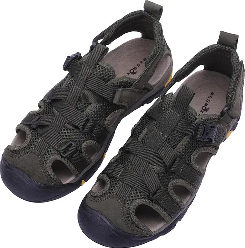 Vista 6 de MGGMOKAY Sandalias de cuero para hombre con punta cerrada para senderismo, caminar, agua, playa, atlético, al aire libre, pescador