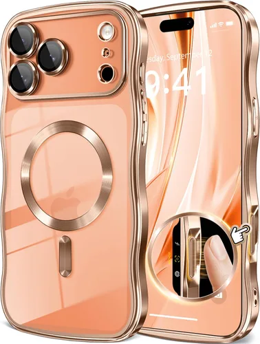 Vista 22 de GVIEWIN Funda para iPhone 16 Pro Compatible con MagSafe, Mejorada [Protección Completa de la Cámara][Marco de Ondas Lindo][Protección de Grado