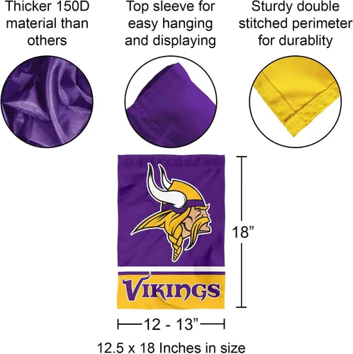 Vista 3 de Bandera de jardín de doble cara de Minnesota Vikings