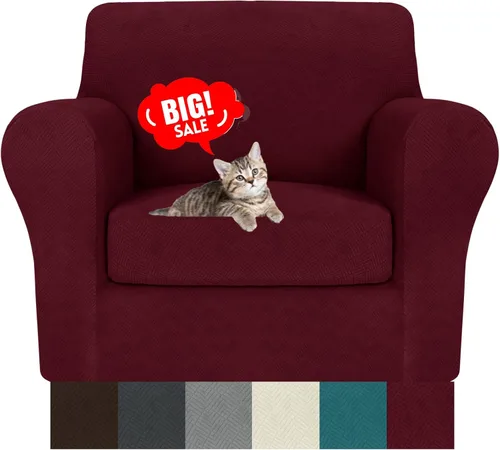 Vista 80 de MAXIJIN 2 piezas de fundas para silla con brazos, funda para silla de sofá para sala de estar, funda elástica para perros para una silla con 1 cojín