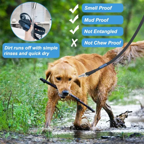 Vista 5 de Vivifying Correa impermeable para perro, correa de entrenamiento para perros de 20 pies, correa duradera con revestimiento de PVC, correa larga