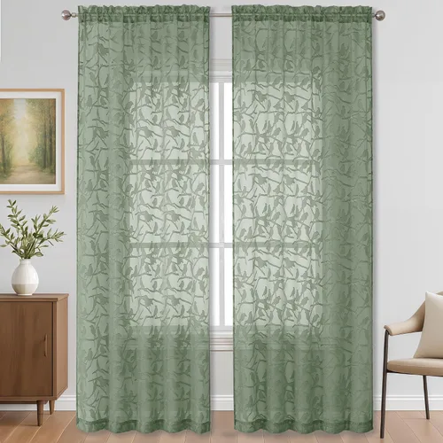 Vista 21 de OVZME Anji Clip Voile Sheer Tiers RD 2X30X36 Negro
