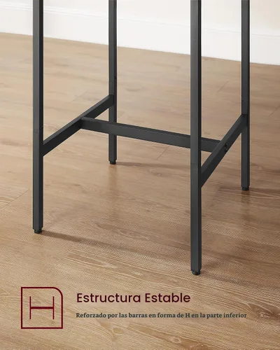 Vista 6 de VASAGLE - Juego de mesa de bar y sillas, mesa cuadrada con 2 taburetes, juego de pub para comedor para 2, ahorro de espacio para cocina, desayuno