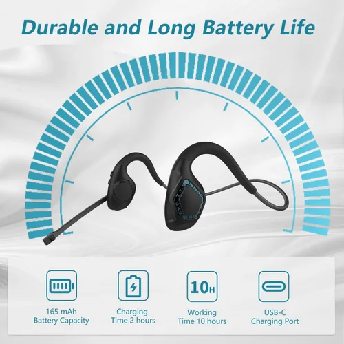 Vista 6 de BANIGIPA Auriculares Bluetooth con micrófono Boom, auriculares de oreja abierta con micrófono con cancelación de ruido, auriculares inalámbricos