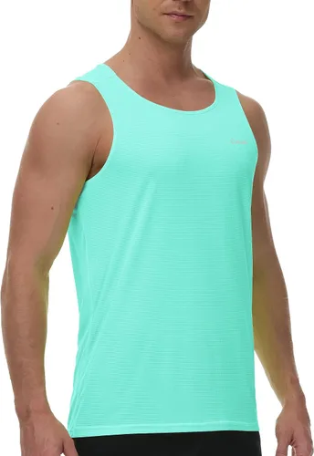 Vista 2 de Cakulo Camisetas sin mangas de neón para hombre, para entrenamiento, gimnasio, atletismo, natación, playa, tallas grandes y altas, de secado rápido