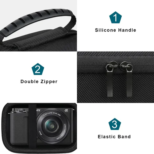 Vista 4 de Canboc Funda de transporte para cámara digital sin espejo Sony ZV-E10/ZV-E1/ZV-E10 II APS-C lente intercambiable sin espejo, bolsa de cámara