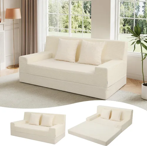 Vista 20 de MeMoreCool Sofá cama sin hueso de 59 pulgadas, sofá de pana de burbujas