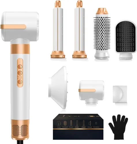 Vista 12 de Cepillo Secador de Cabello 7 en Uno, Set de Cabello de Iones Negativos Mejorado Moldeador de Aire Caliente Rizador Envolvente, Plancha Rizadora