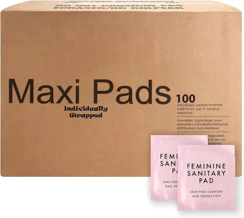 Vista 8 de 100 almohadillas a granel con alas envueltas individualmente para mujeres sin hogar, posparto, hospitales, incontinencia femenina menstruación