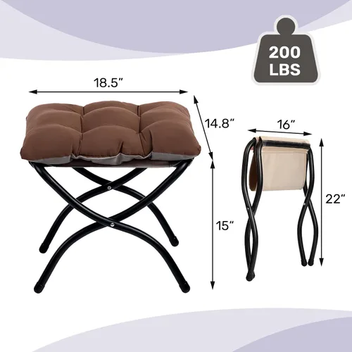 Vista 7 de HollyHOME Silla perezosa con otomana plegable, sillón cómodo y reposapiés plegable, sofá de ocio silla de lectura y reposapiés para sala de estar