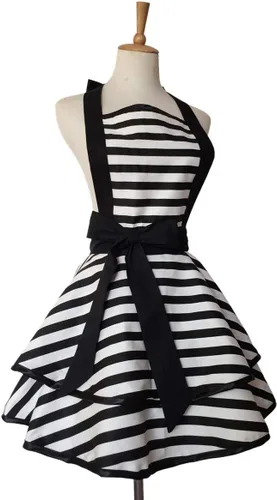 Vista 3 de Hyzrz Delantales retro de algodón hechos a mano para mujeres y niñas, delantal de cocina para tartas, cocina, regalo de madre (negro)