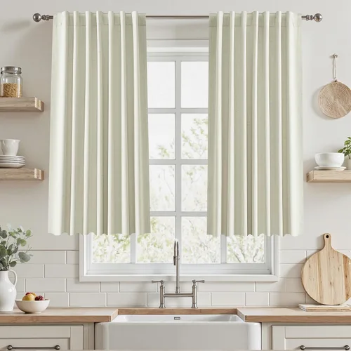 Vista 60 de UHITECH Cortinas opacas de 35 pulgadas de largo para sala de estar, 2 paneles, cortina opaca corta para cocina para ventanas pequeñas, cortinas