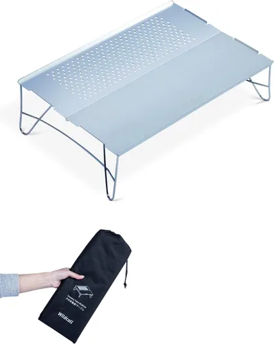 Vista 9 de WildCall - Mesa de excursión ultraligera, mini mesa plegable para acampar Con bolsa de transporte, mesa de aluminio portátil compacta