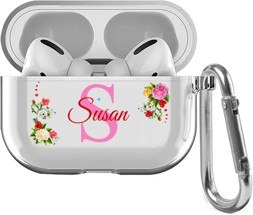 Vista 12 de Funda transparente personalizada con nombre e inicial de cristal para AirPods 4ª generación Pro/Pro 2 y 3ª generación, funda protectora transparente