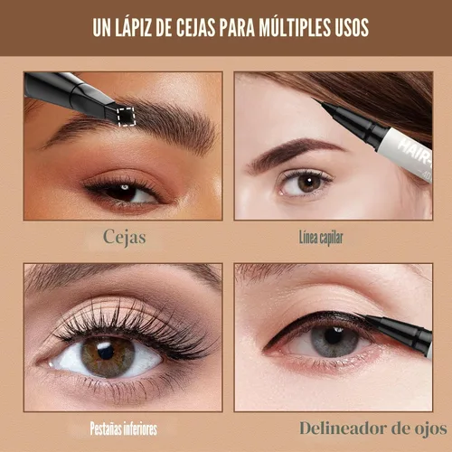 Vista 6 de Lápiz para cejas iMethod - Lápiz de cejas, lápiz delineador 2 en 1 de doble punta con cepillo microblading 4d para cejas para mujeres, lápiz