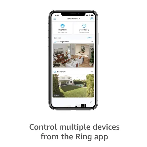 Vista 5 de Ring Stick Up Cam Plug-In HD cámara de seguridad con comunicación bidireccional Funciona con Alexa - Negro