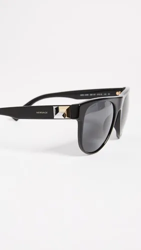 Vista 6 de Versace VE 4346 GB187 Gafas de sol redondas de plástico negro lente clásica gris, Negro