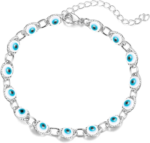 Vista 22 de choice of all Pulseras contra el mal de ojo azul, joyería Ojo Hamsa, delicadas pulseras de eslabones dorados para mujer, protección turca