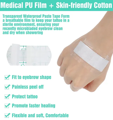 Vista 5 de 40 cintas para cejas, cubiertas desechables para cejas para ducha, cinta protectora impermeable, maquillaje permanente, cuidado posterior