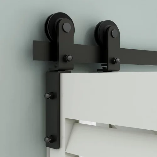Vista 5 de TSMST Kit de herrajes para puerta corrediza de granero de 36 pulgadas para 2 puertas, juego de rieles de puerta de granero resistente y resistente