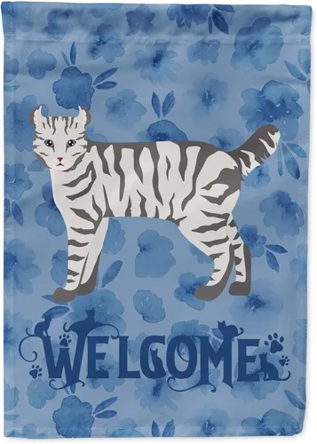 Vista 214 de Caroline's Treasures CK4813CHF - Bandera de bienvenida con gato abisinio azul, manga grande, para porche, para colgar en la pared, poliéster