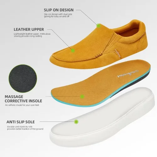 Vista 5 de OrthoComfoot Mocasines ortopédicos sin cordones para hombre mocasines casuales con soporte de arco para fascitis plantar, cómodos zapatos de vestir