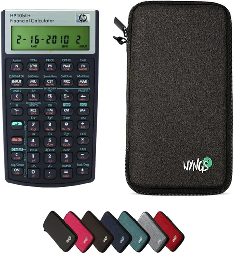 Vista 11 de HP 10B II Plus/Hewlett Packard 10BII+ Calculadora científica financiera + funda protectora WYNGS color negro