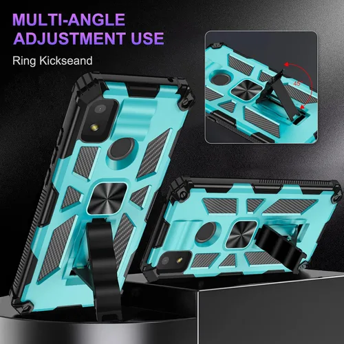 Vista 5 de Funda para teléfono Cricket Debut Smart, Cricket Debut Smart 2022 con protector de pantalla, soporte de anillo para montaje magnético en automóvil