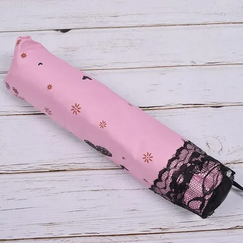 Vista 6 de Folding Umbrella Travel Umbrella Folding UV Protection Lace Lace Sun Umbrella Ladies Girl Sunshade Lace Decorative Butterfly Lace Printed Sunshade