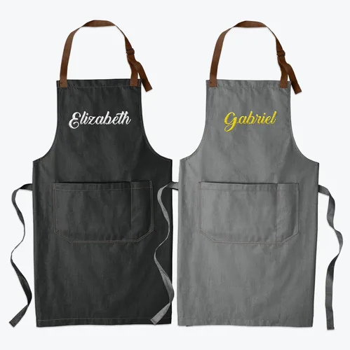Vista 4 de TEEAMORE Custom Embroidered Aprons for Women Men Add Your Text Chef Kitchen Grill Apron