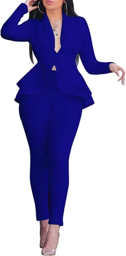 Vista 15 de Salimdy 2 Piece Outfits for Women Long Sleeve Dressy Blazer Pants Suits Negro