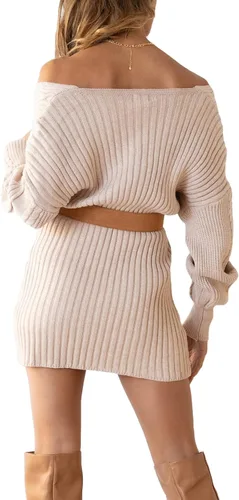 Vista 4 de Suéter de punto casual con cuello en V para mujer, elegante, de manga larga, elástico, ajustado, acanalado
