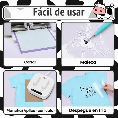 Vista 7 de HTVRONT Vinilo HTV con estampado de vaca, vinilo para planchar con patrón A-Animal Impreso