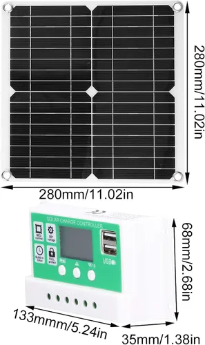 Vista 6 de Kit de panel solar de 40 W 18 V, doble puerto USB monocristalino de silicio flexible con controlador de carga solar de 60 A para ciclismo