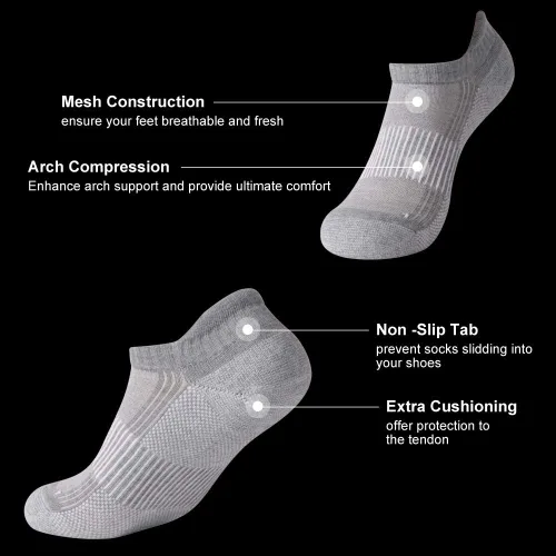 Vista 5 de Calcetines unisex de compresión de tobillo para fascitis plantar, soporte de arco de circulación, para golf, correr, senderismo