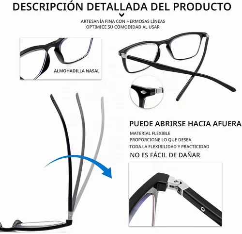 Vista 6 de Paquete de 3 lentes de lectura progresivos multienfoque para hombres y mujeres, bloqueo de luz azul, bisagras de resorte, lectores de computadora
