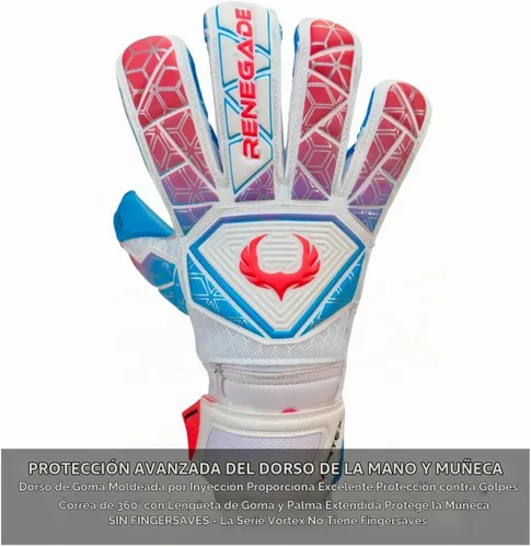 Vista 5 de Renegade GK Vortex - Guantes de portero con protector microbiano (tallas 6-11, 3 estilos, nivel 3) Hyper Grip de 3.5+0.118 in y súper malla Nitro