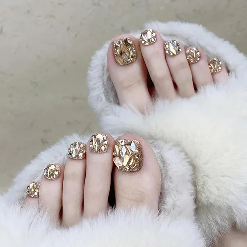 Vista 9 de MISUD Uñas a presión – Uñas adhesivas para los dedos con cromo plateado, uñas acrílicas con diseño de diamantes de imitación, 24 piezas