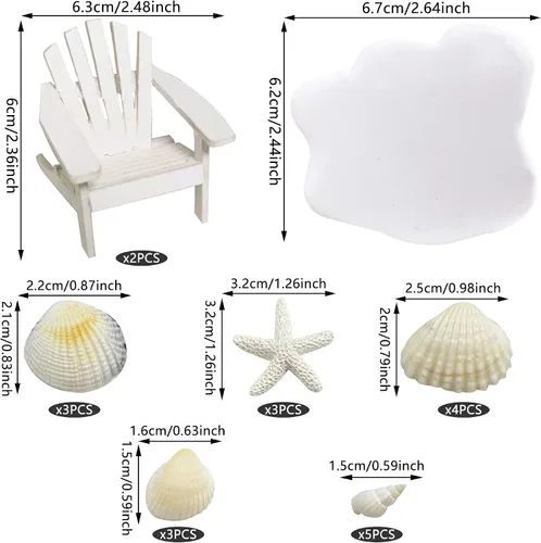 Vista 2 de Decoración para pastel de playa, decoración de pastel de boda, silla de playa en miniatura Adirondack de madera, decoración de muebles para casa