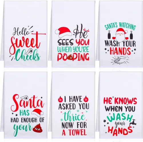 Vista 8 de Ganeen 6 toallas de mano navideñas para baño, 12 x 18 pulgadas, juego de toallas de cocina de muñeco de nieve azul, juego de toallas decorativas