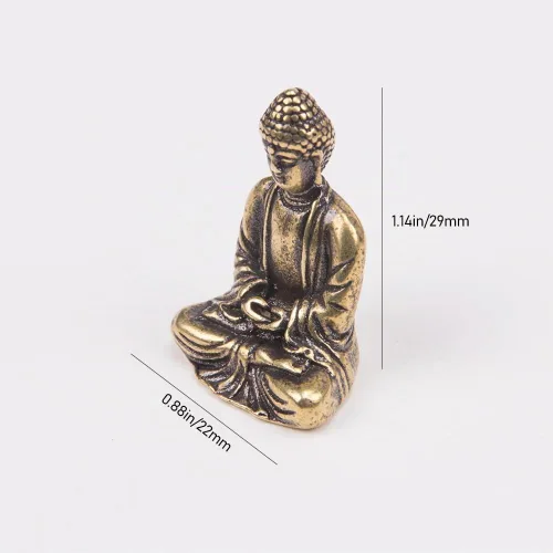 Vista 5 de ZORZA 2 mini estatuas de Buda de latón resistentes para meditación, postura sentada, pequeña figura de Buda Sakyamuni para decoración de Feng Shui