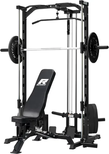 Vista 8 de RitFit Smith - Estante de potencia para máquina con sistema LAT-Pull Down, minas terrestres, barra de barra, clavijas de almacenamiento de placas